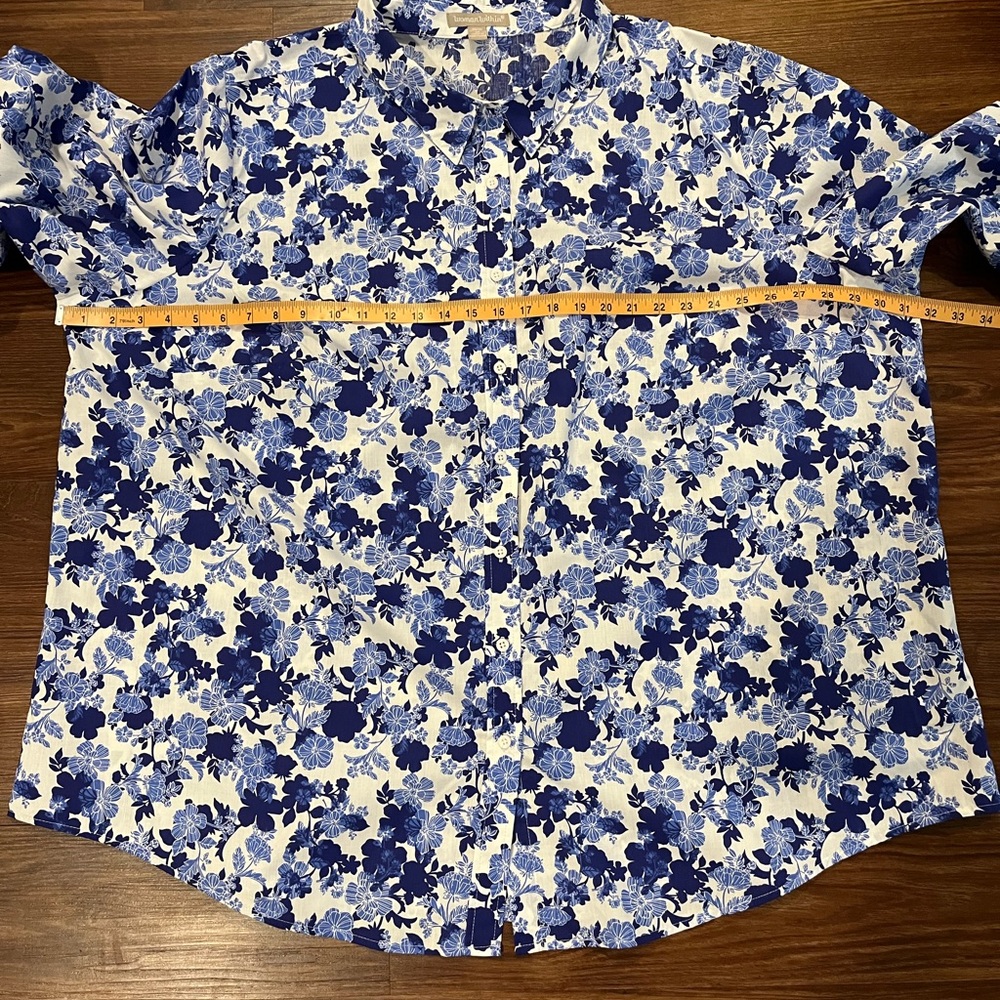 NWOT Woman Within Perfect Long Sleeve Shirt  Plus - 3X, Ultra Blue Shadow Floral - Picture 9 of 11